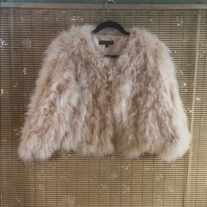 Baby Pink Jocelyn Ostrich Feather Crop Jacket